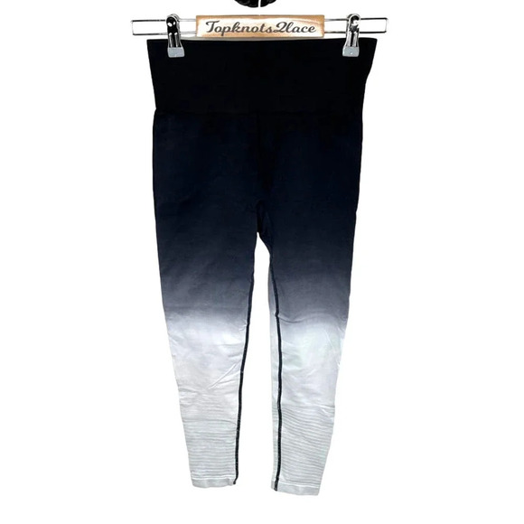 Zyia Active Black and White Ombre Performance Hi-Rise Leggings 7/8 S - Picture 3 of 7